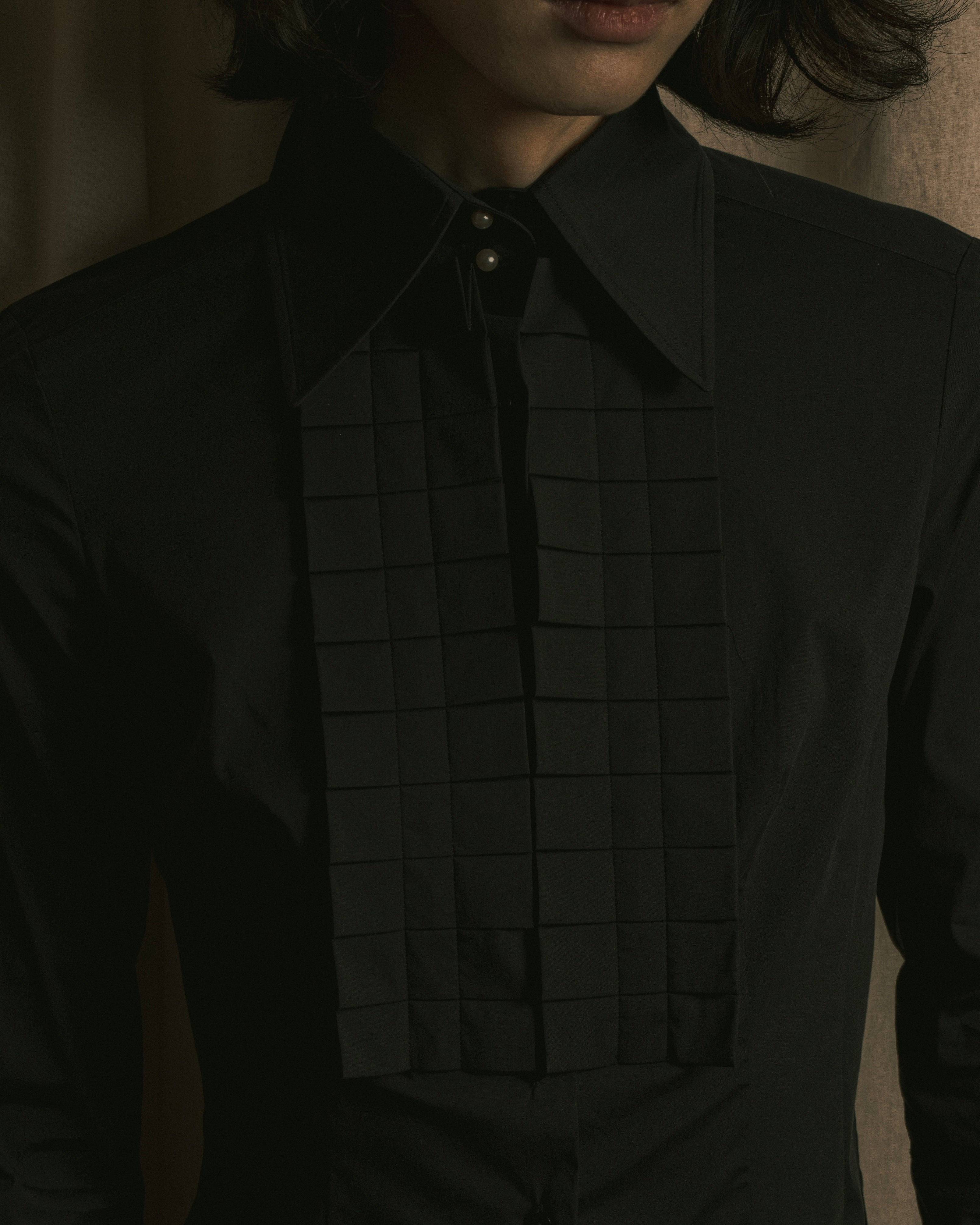 “BURBERRY” Tuxedo bib detail dress shirt