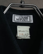 "GIANNI VERSACE" 80's-90's Dark jacquard long sleeve shirt