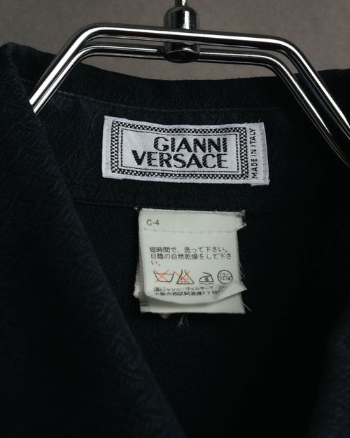 "GIANNI VERSACE" 80's-90's Dark jacquard long sleeve shirt