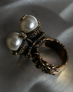 "GUCCI" Interlocking G design gold pearl ring