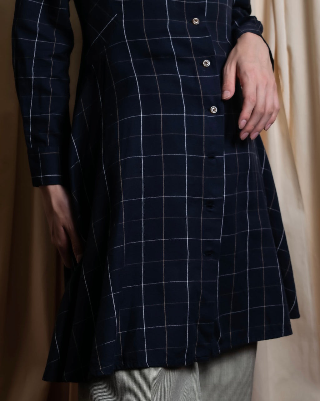 "Vivienne Westwood RED LABEL"
Windowpane print long shirt dress