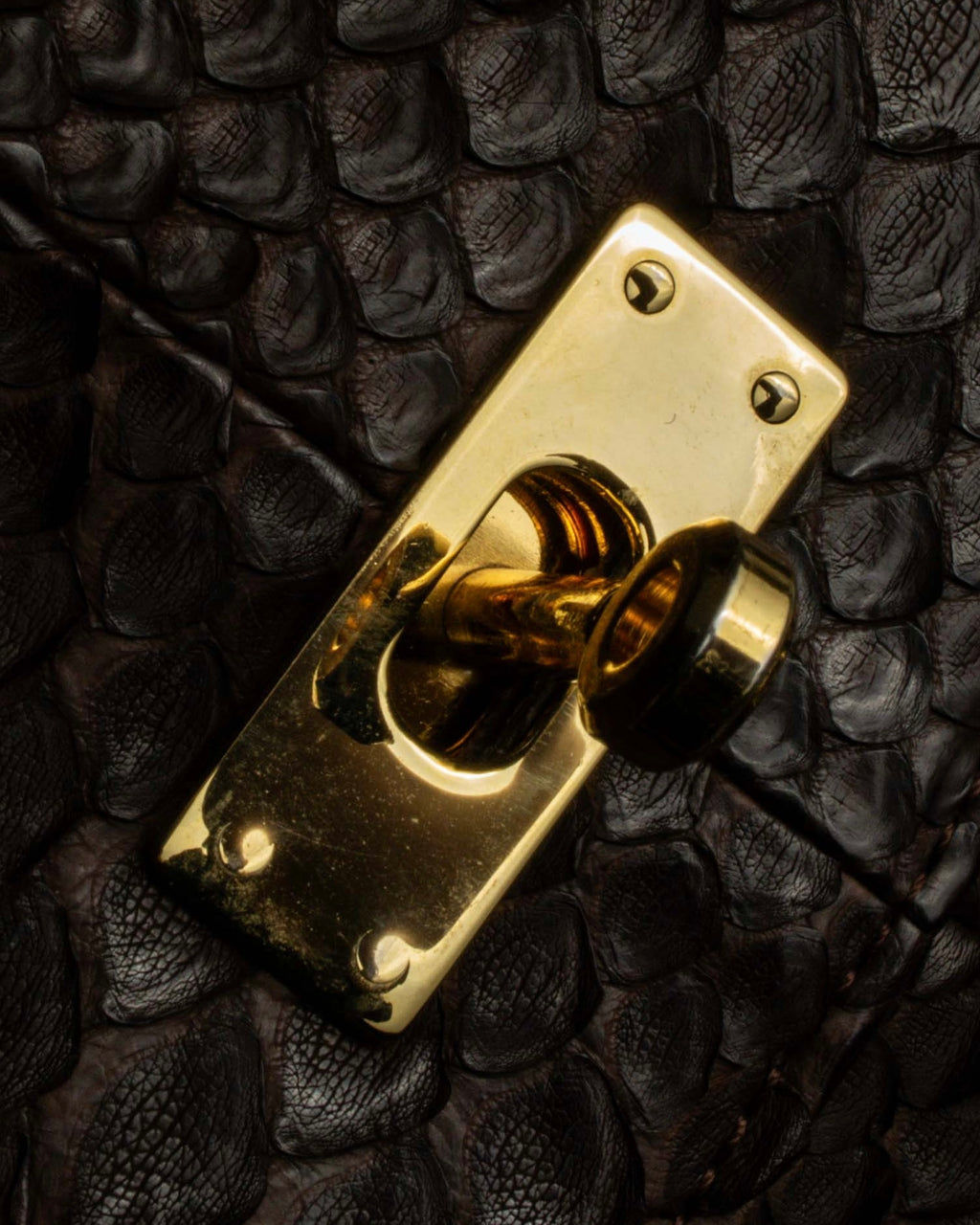 "Vintage turnlock design python leather bag"