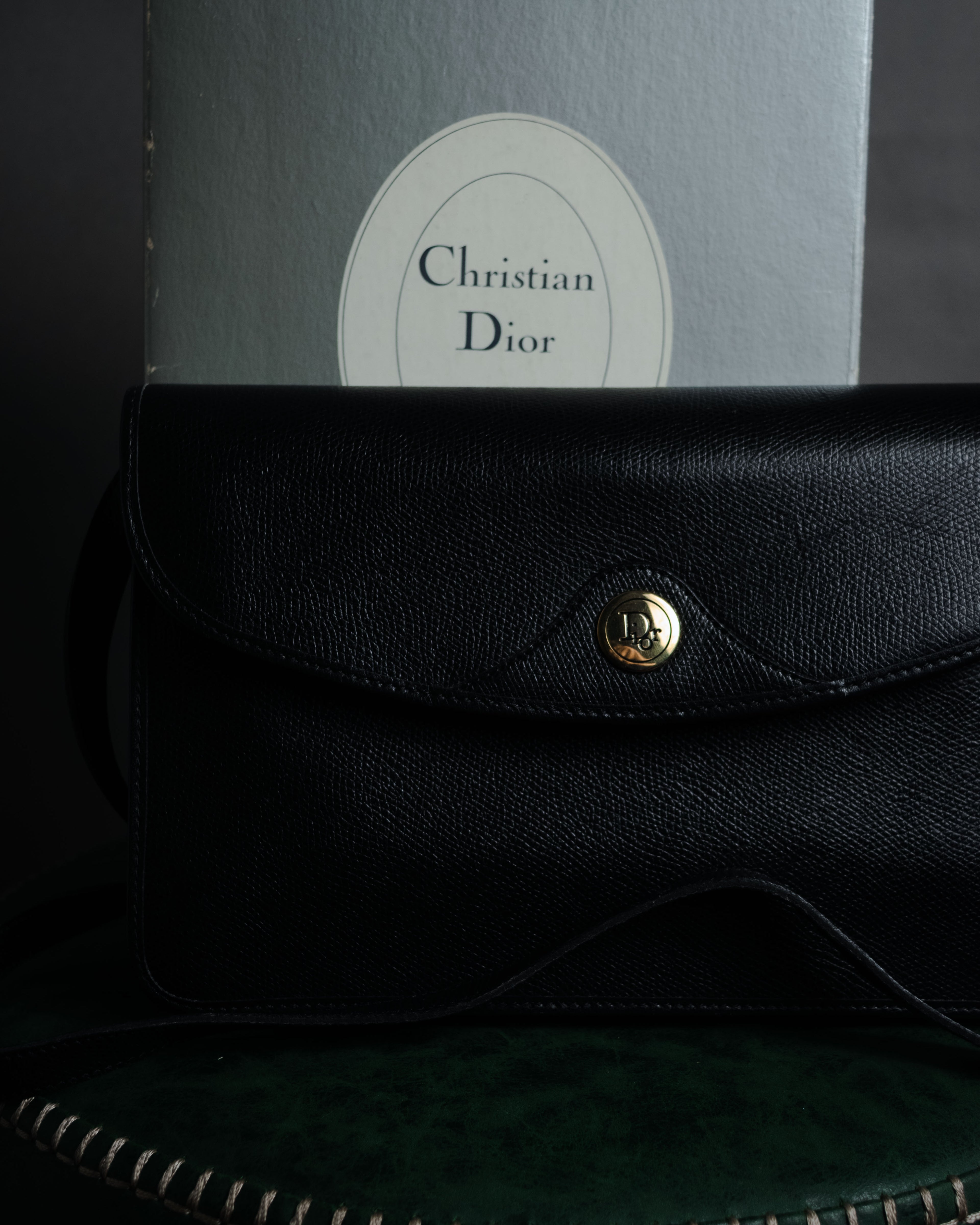 "Christian Dior" 80’s structured grained leather flap shoulder bag