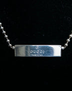 "GUCCI" Ball chain logo engraved plate bracelet