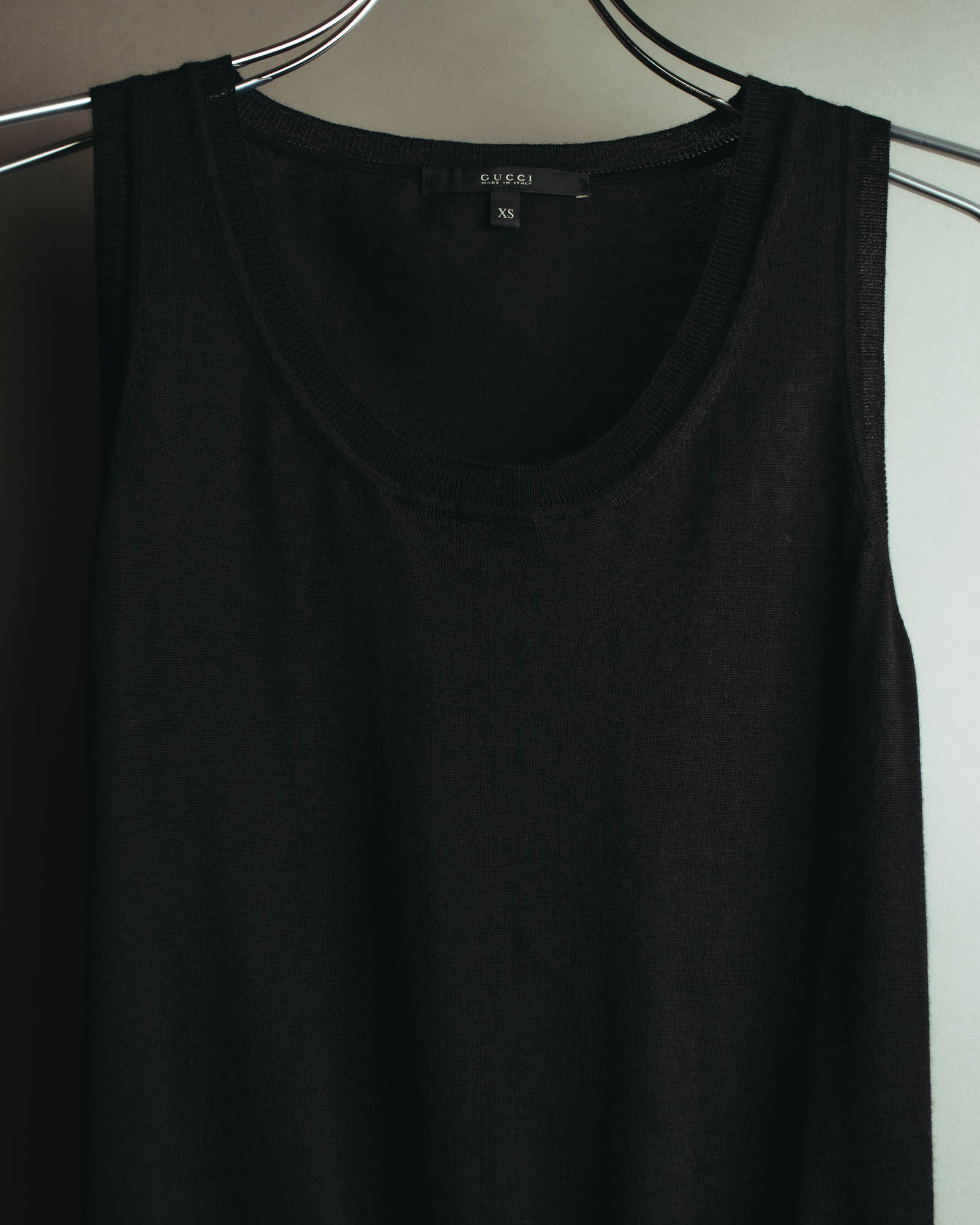 "GUCCI" 90's-10's Delicate lace-trim knit tank top