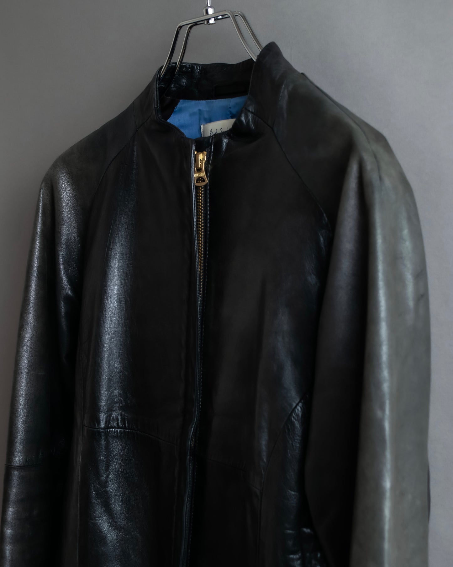 "PAUL SMITH" 100% sheep skin no collar leather jacket