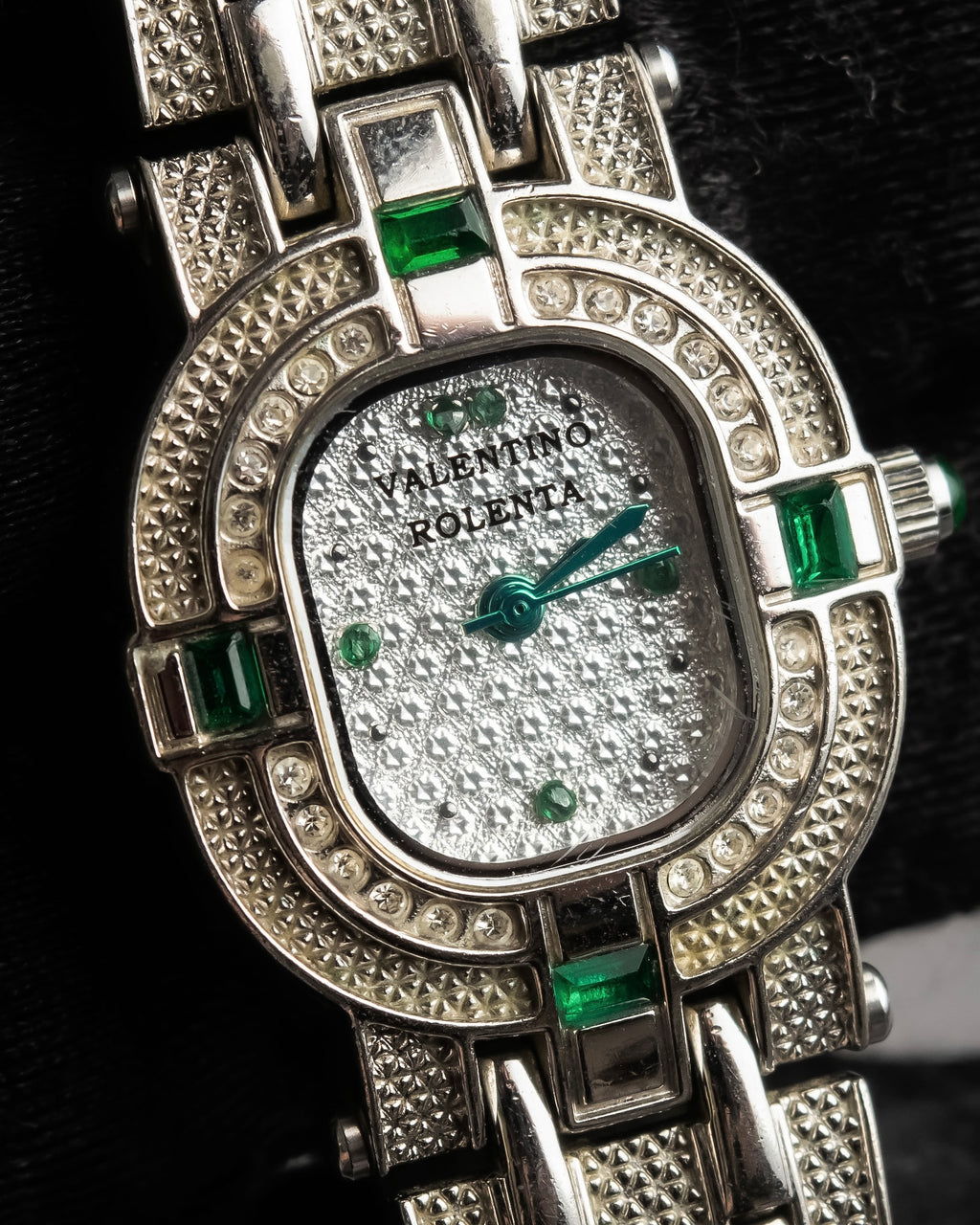 "VALENTINO ROLENTA" Green stone design square watch bracelet