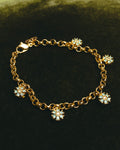 "Christian Dior" 00's-10's Floral rhinestone charm bracelet