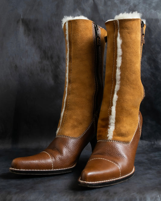 "MIU MIU" Armando toe inner fur design long boots