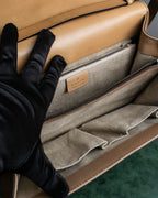 "GUCCI" Duilio brogue brown leather shoulder bag