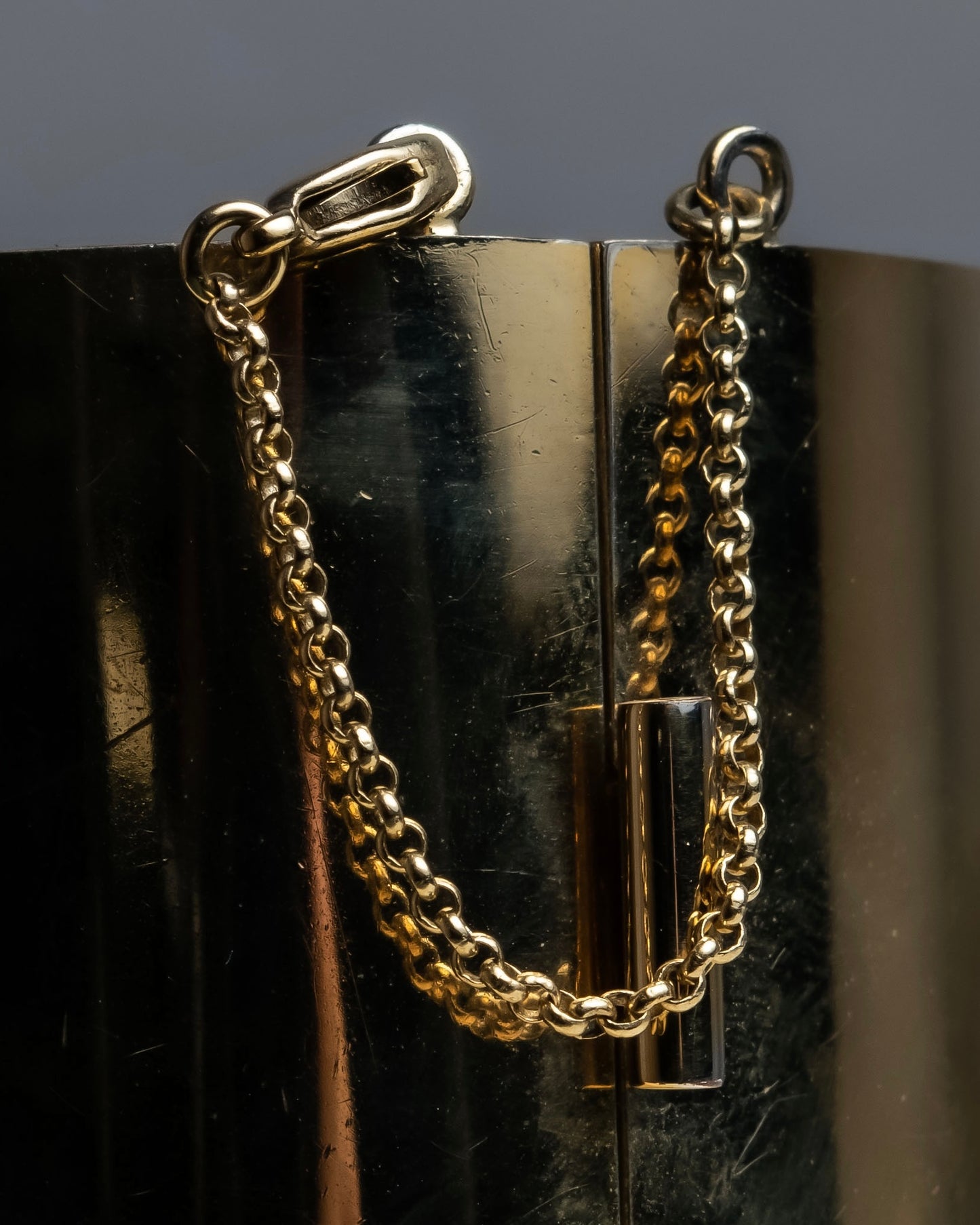 "CELINE" Large leather docking gold bracelet