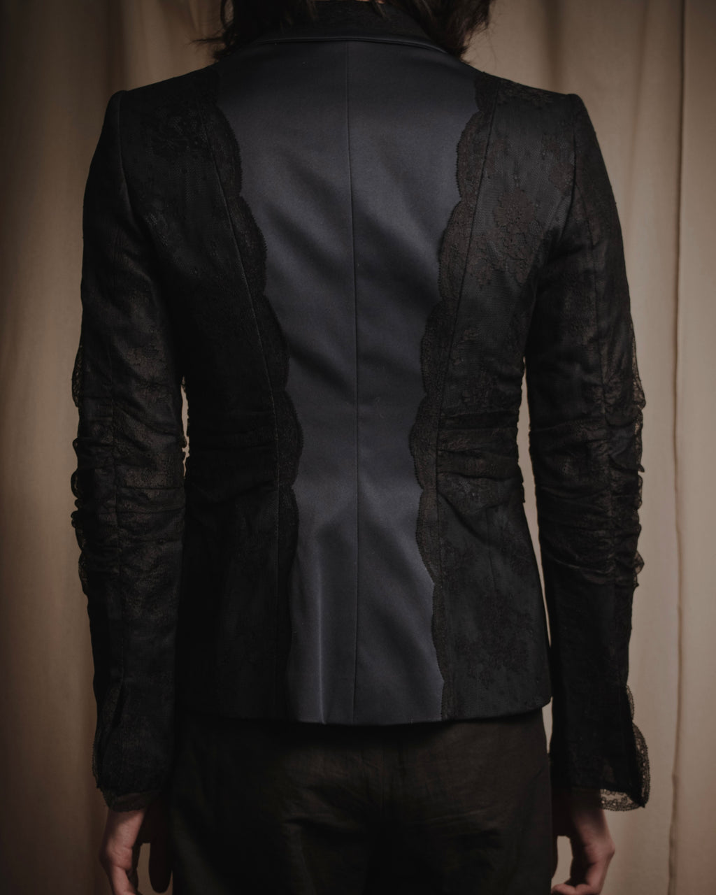 "ARMANI COLLEZIONI" Sheer lace layered tailored jacket