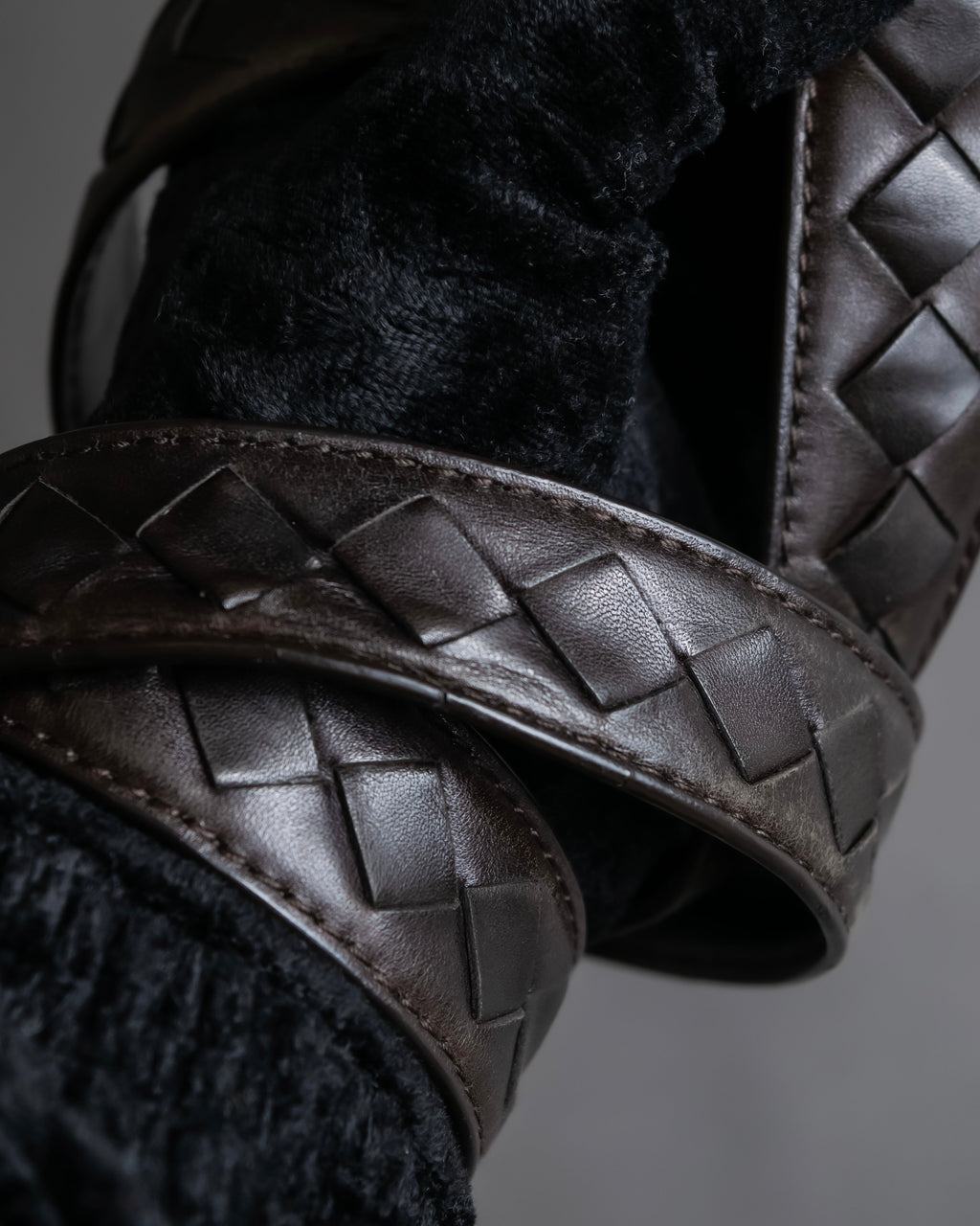 "BOTTEGA VENETA" Intrecciato technique leather belt