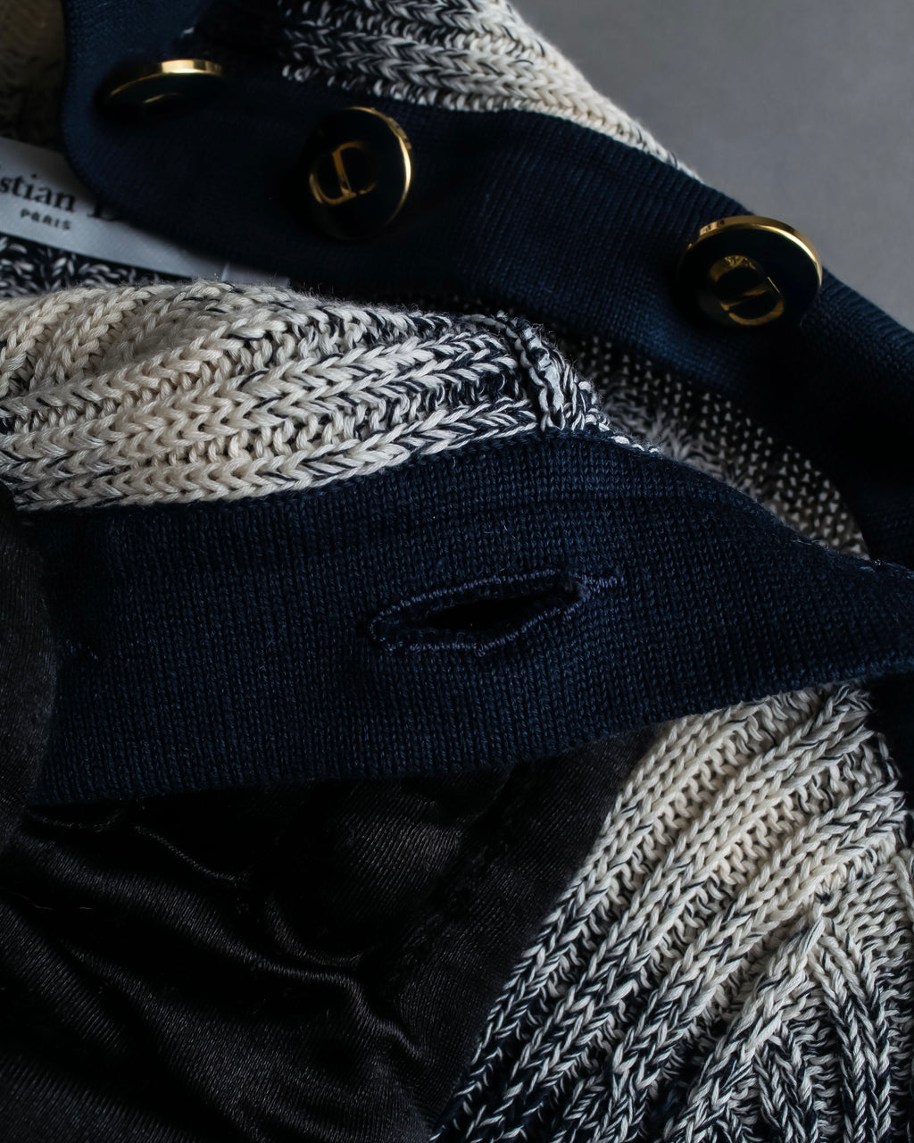 "Christian Dior" Gradient striped irregular neck knit