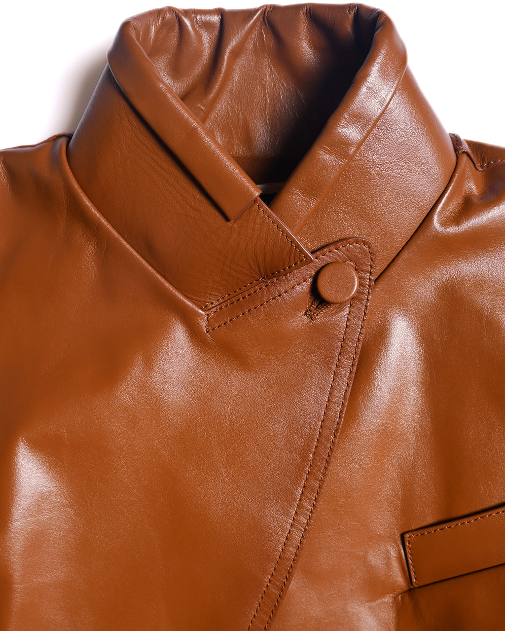 FENDI/ Back Logo Embroidery Calf Leather Short Jacket Brown
