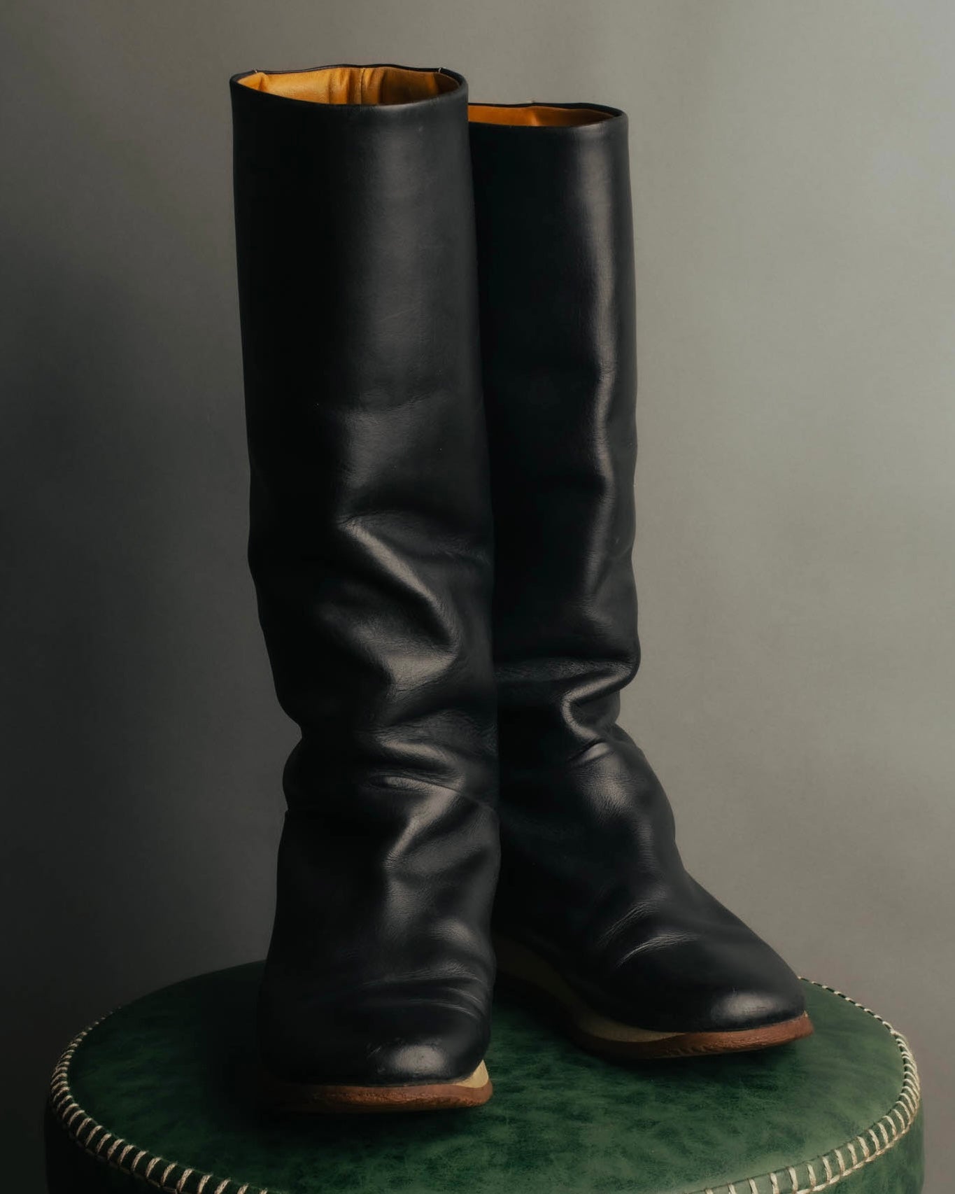 "Hermès" 90's-00's Minimal leather knee-high boots