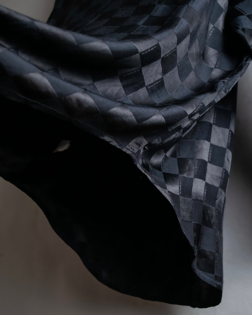 "FENDI JEANS" Logo engraved check pattern glossy shirt