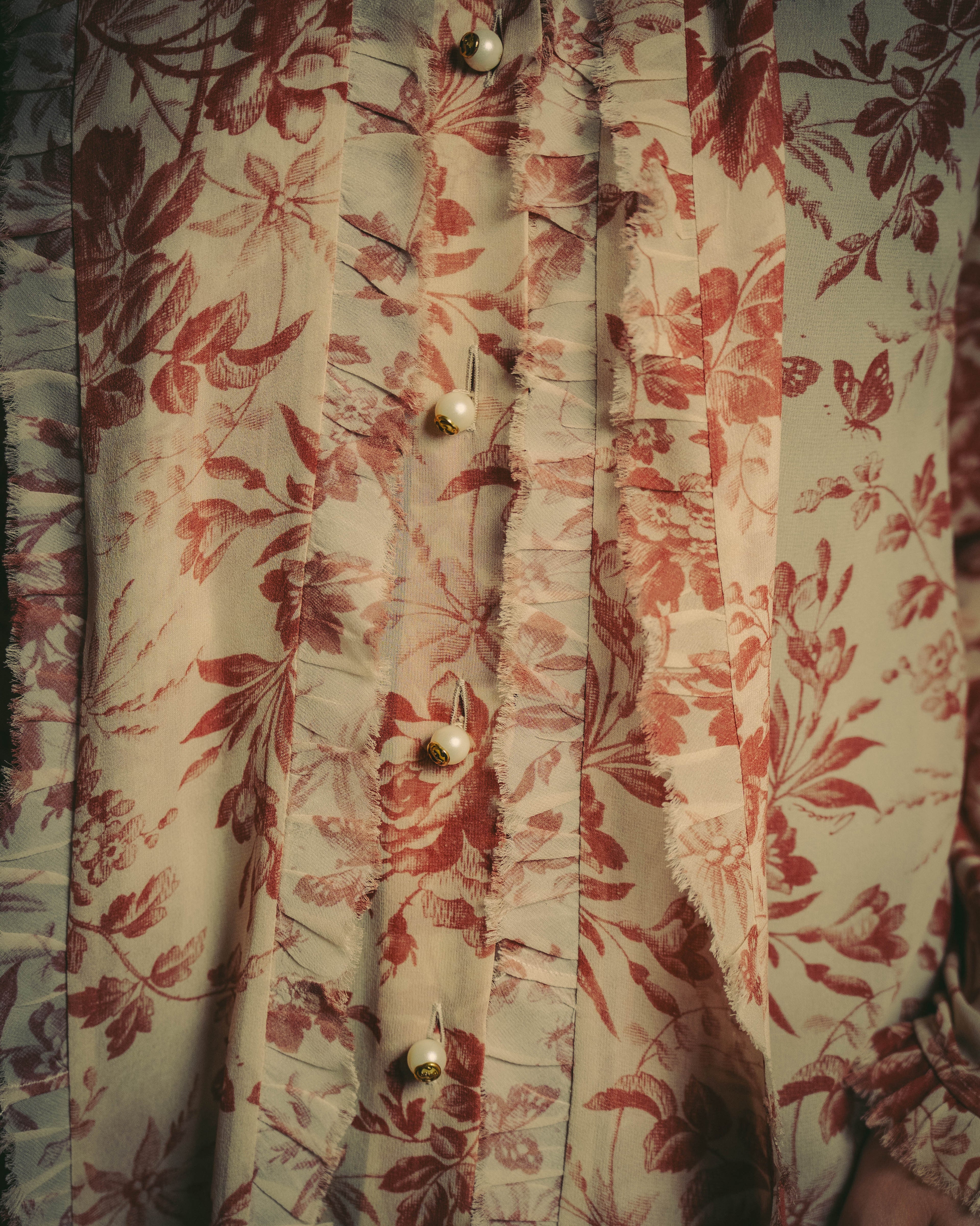 -SPECIAL- "GUCCI" 2010's-20's Romantic floral ruffle blouse