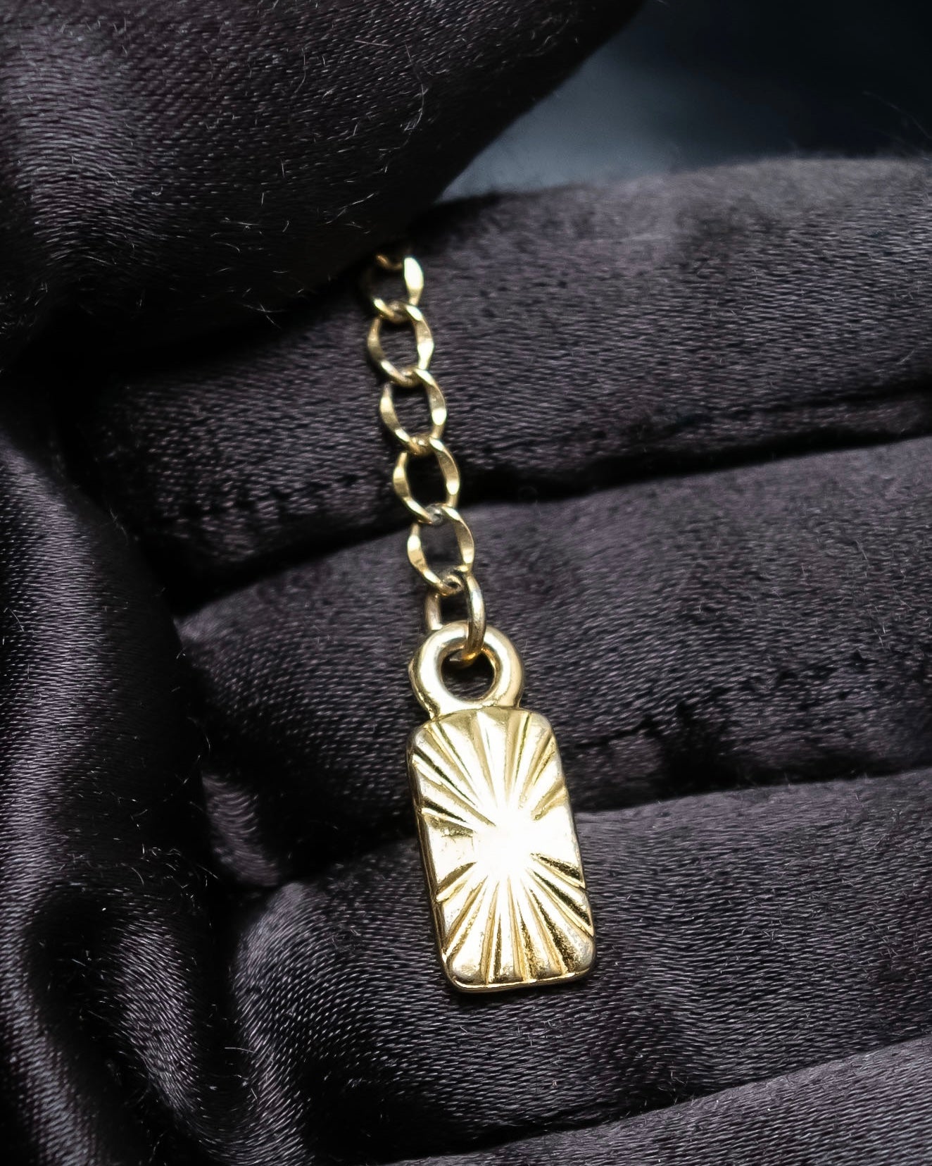"Yves Saint Laurent" YSL logo plate gold necklace
