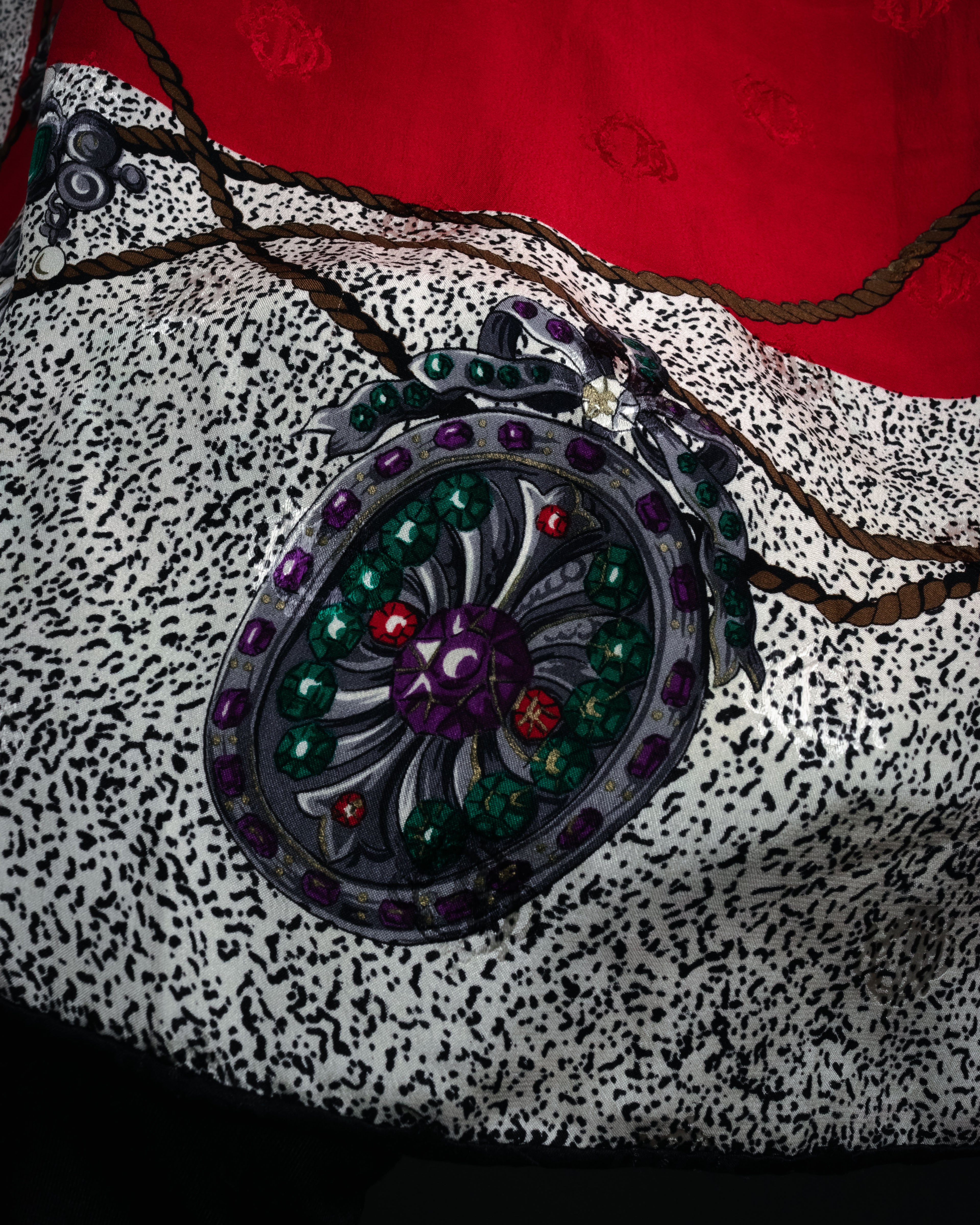 “Christian Dior” 80’s-90’s Jewelry motif monogram silk scarf