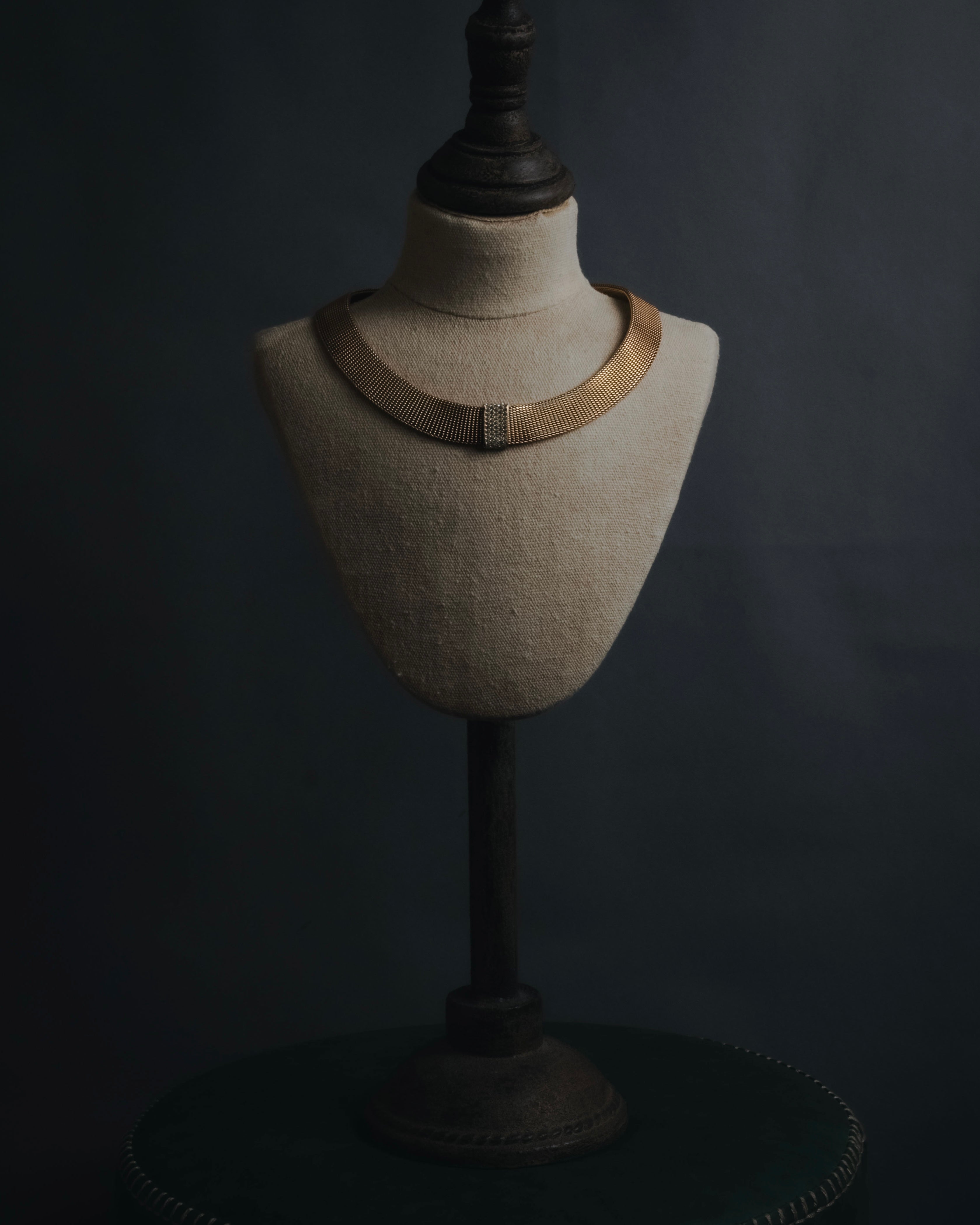 "Christian Dior" 80’s wide mesh pavé bar necklace