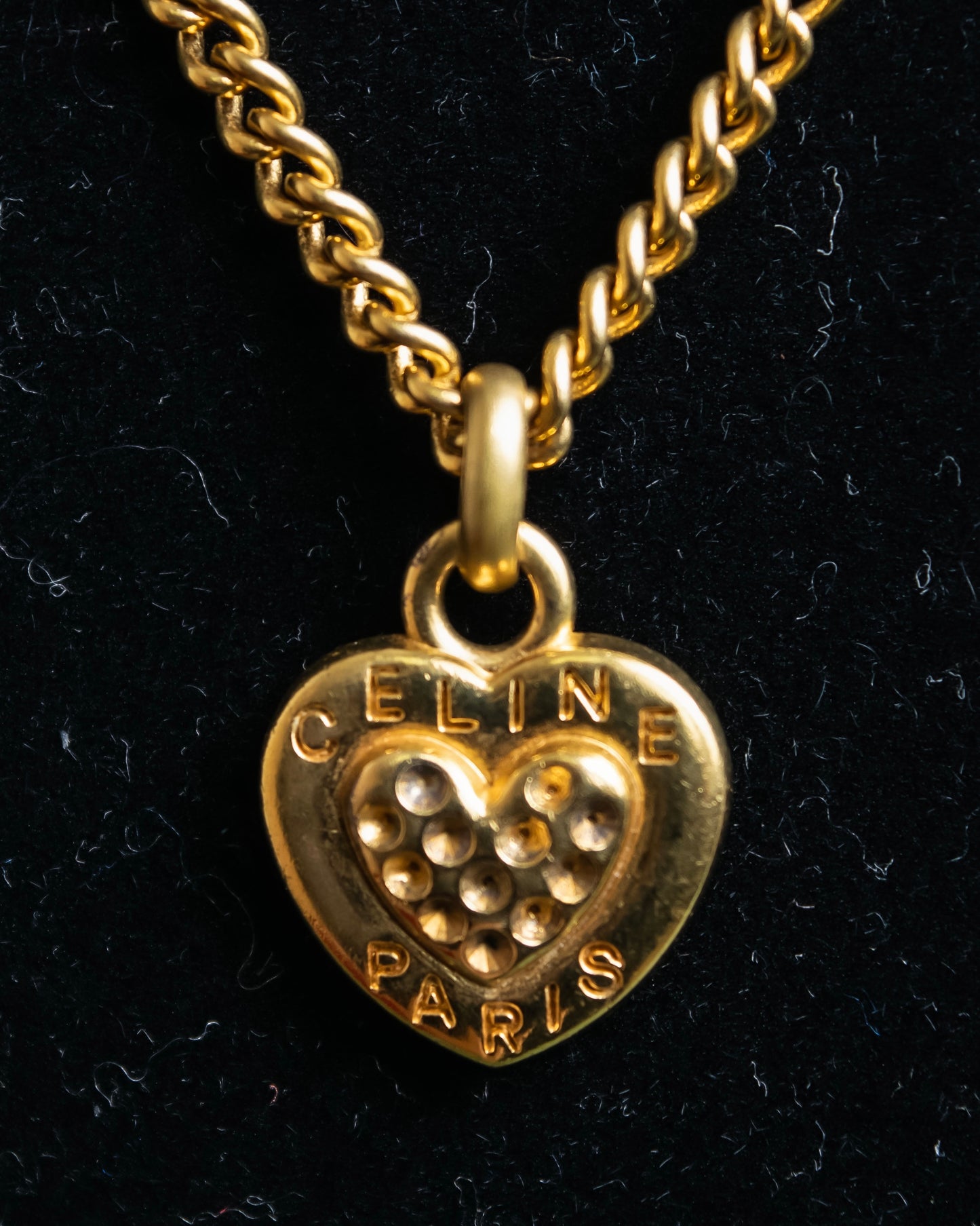 "CELINE" Heart motif logo engraved pendant