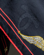 "Cartier" Gemstone brooch motif silk square scarf