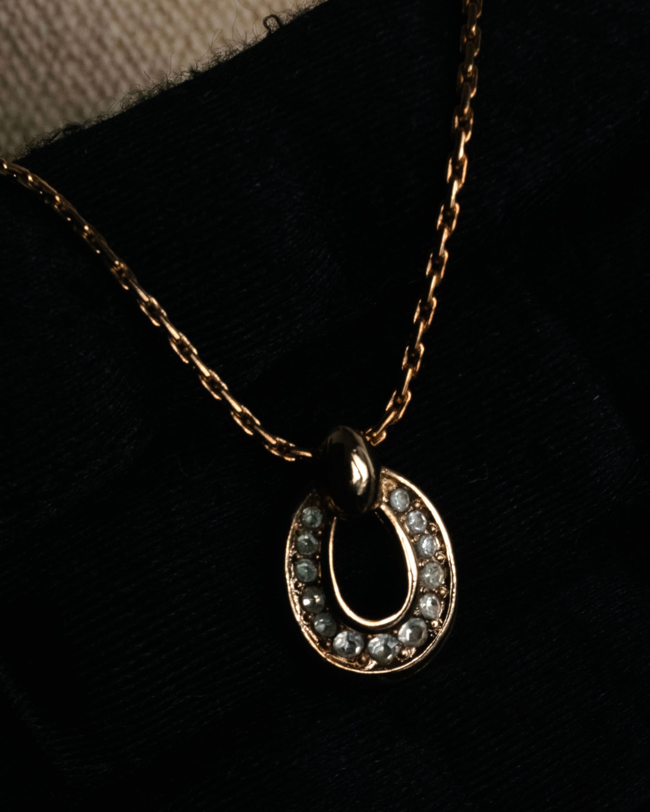 “Christian Dior” 80’s-90’s Lucky horseshoe pavé pendant necklace