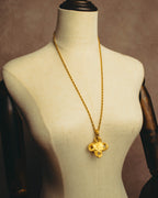 -SPECIAL- "YVES SAINT LAURENT" 80's-90's Baroque pearl textured gold pendant necklace