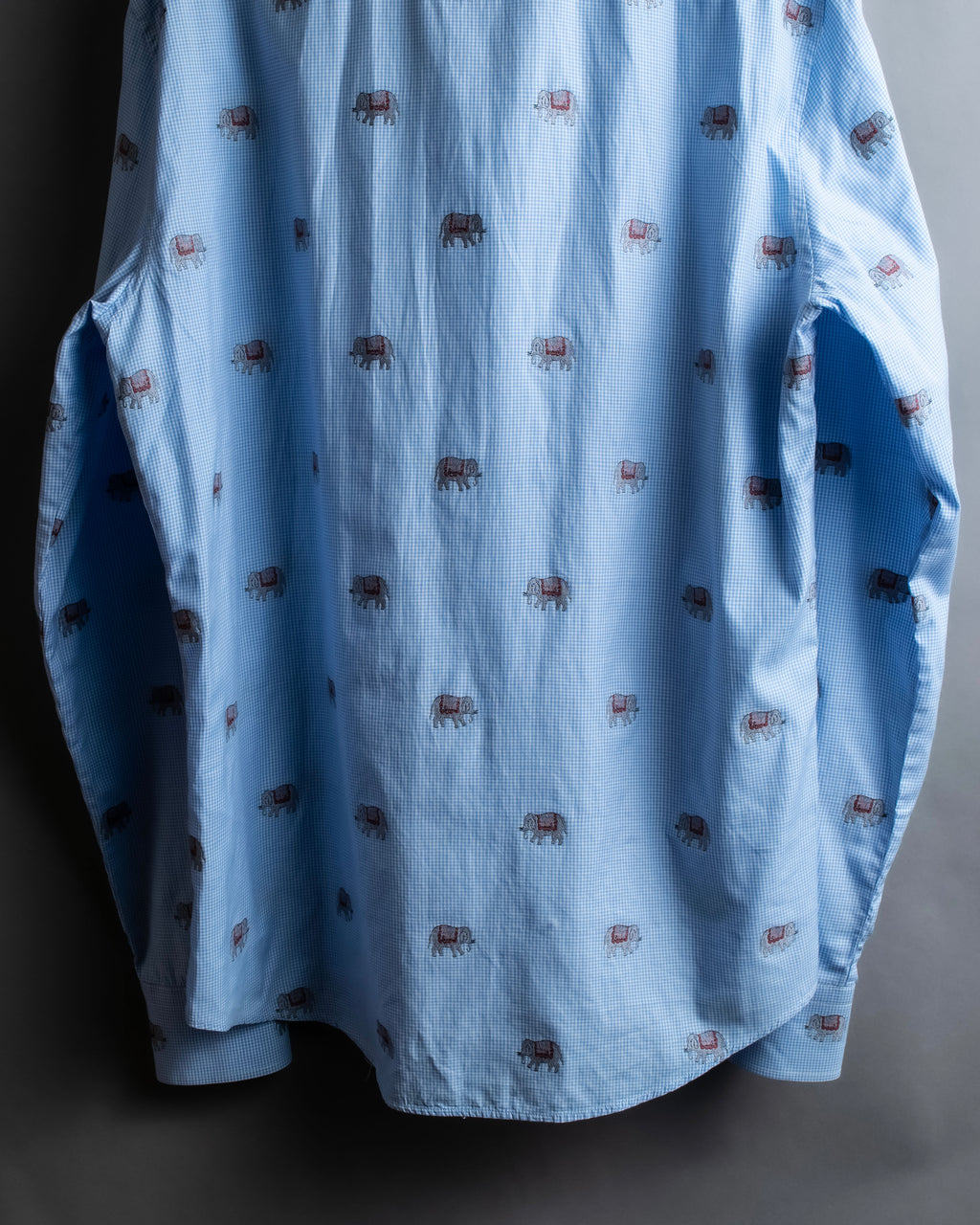 "GUCCI" Michele period elephant pattern sax blue color shirt