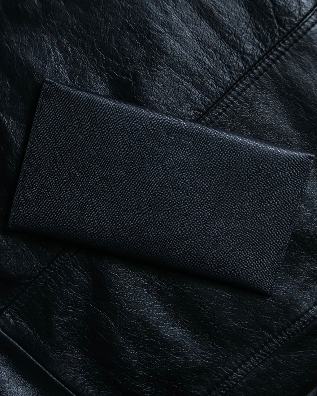 “PRADA” Letter-shaped gold-lined leather document case