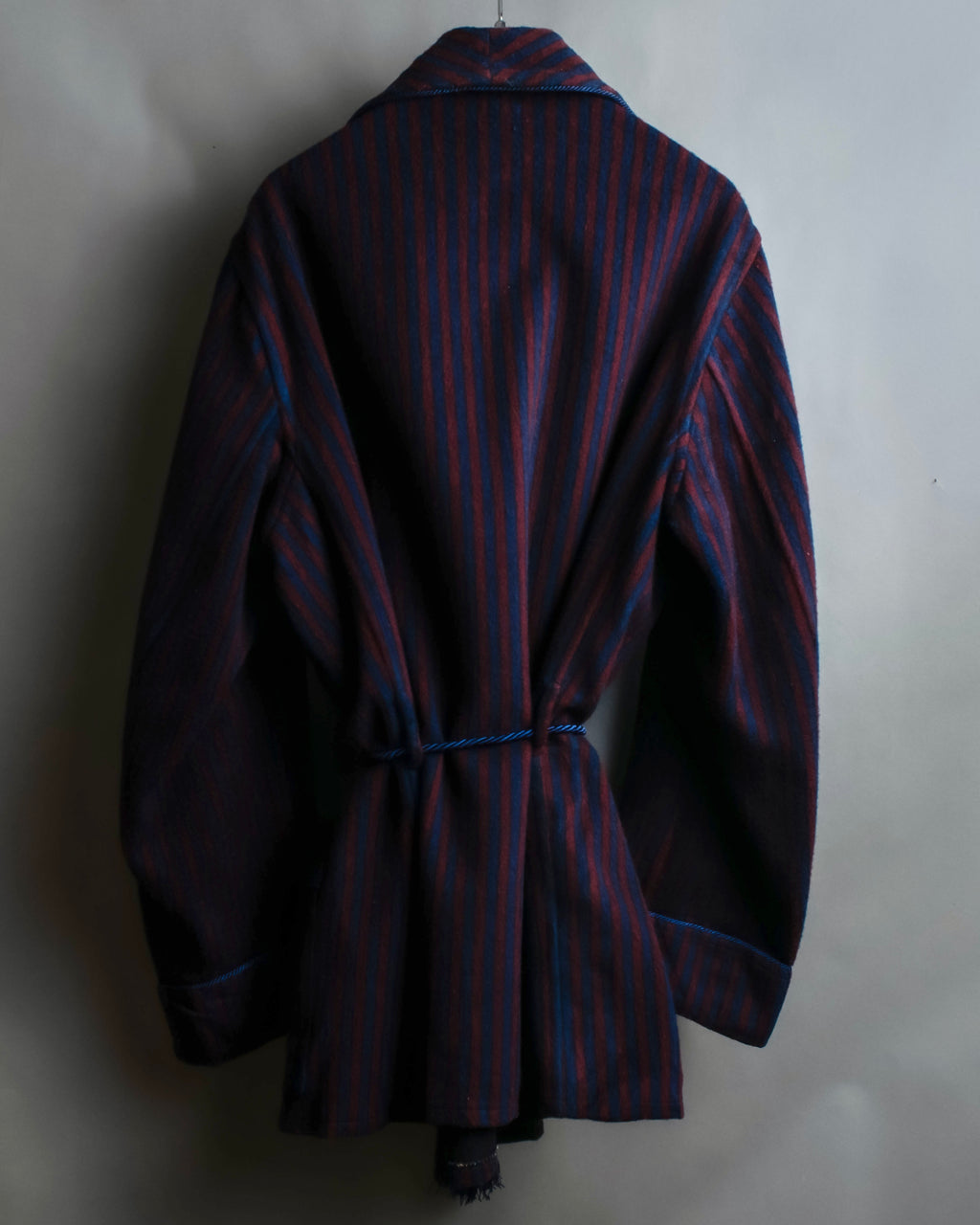 "Vintage striped waist belt design gown coat"