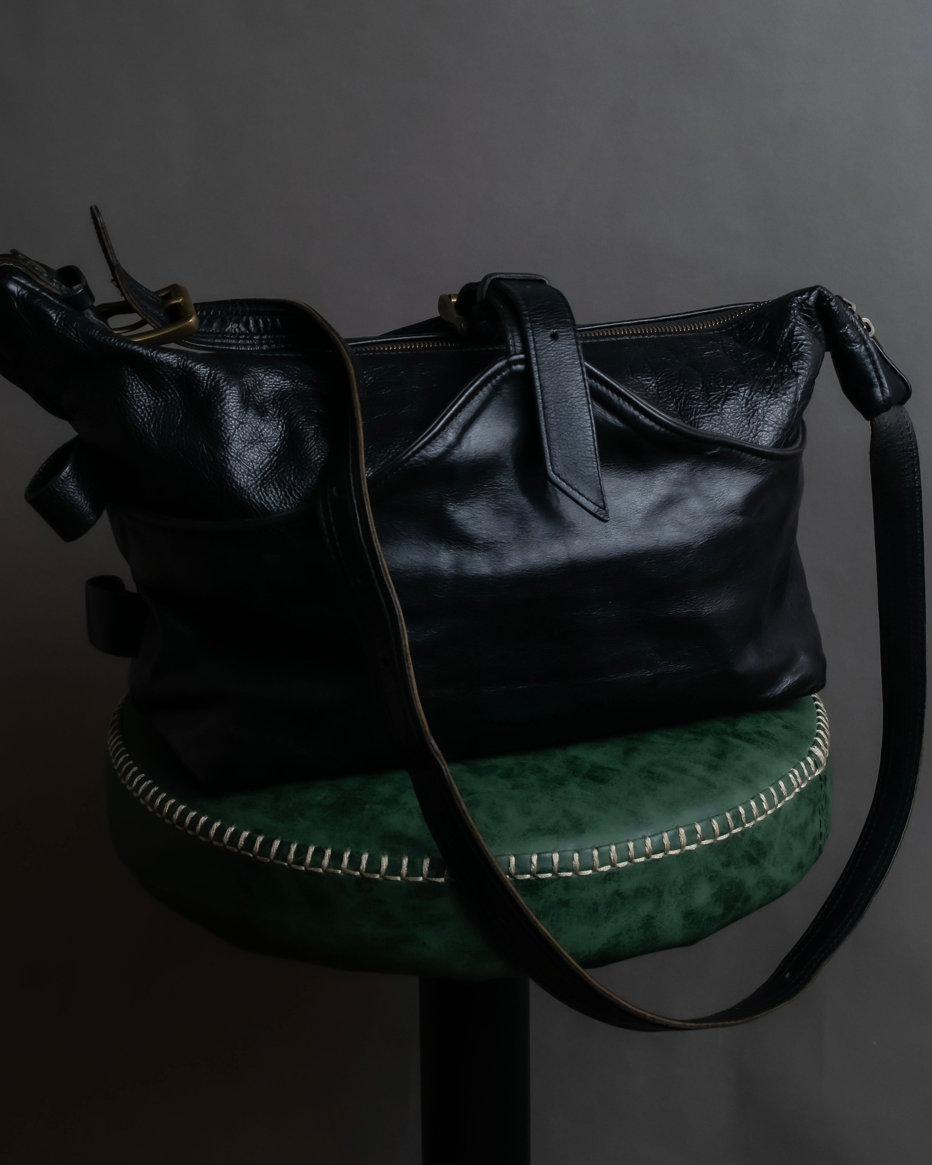 "Jas-M.B." Belt flap design leather shoulder bag