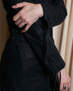 "vanessa bruno" Lace fringe design drawstring cotton linen shirt dress