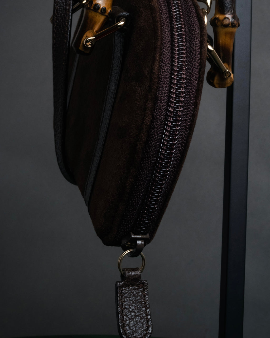 -SPECIAL- “GUCCI” 90’s bamboo handle suede half moon bag