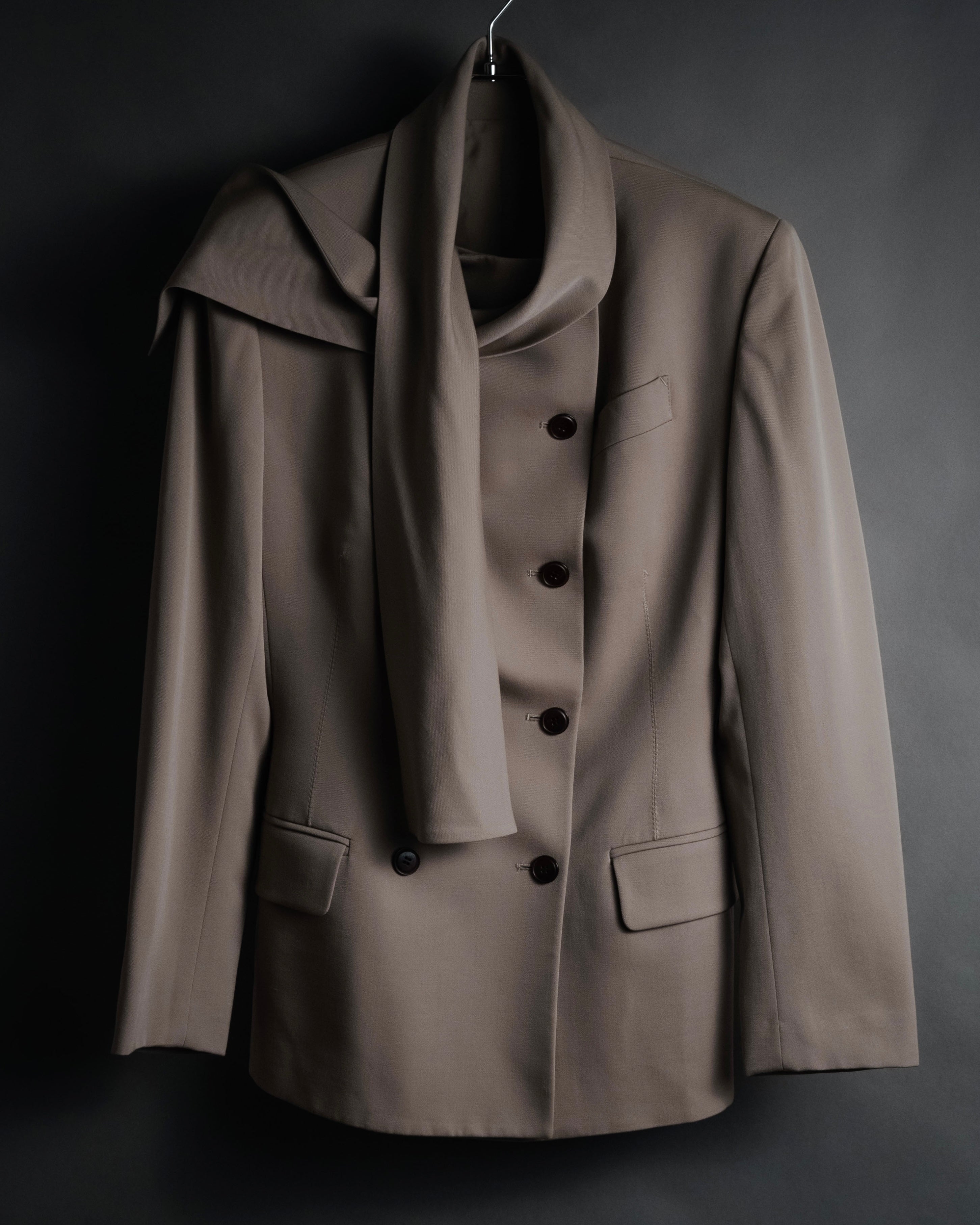 –SPECIAL– “Jean Paul GAULTIER FEMME” 90’s-00’s sculptural scarf collar tailored jacket