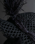 "Christian Dior" Raffia ribbon design paper fiber hat