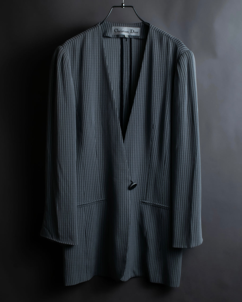 "Christian Dior" Pinstripe collarless jacket