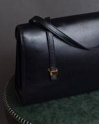 "Christian Dior" Structured flap design gold clasp leather bag