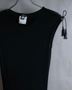 "GIANNI VERSACE" Tassel lace-up design A-line silhouette black dress