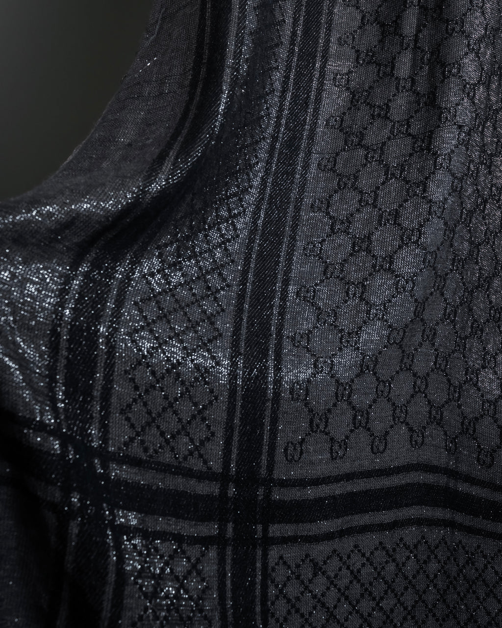 "GUCCI" GG pattern glitter blend woven large stole
