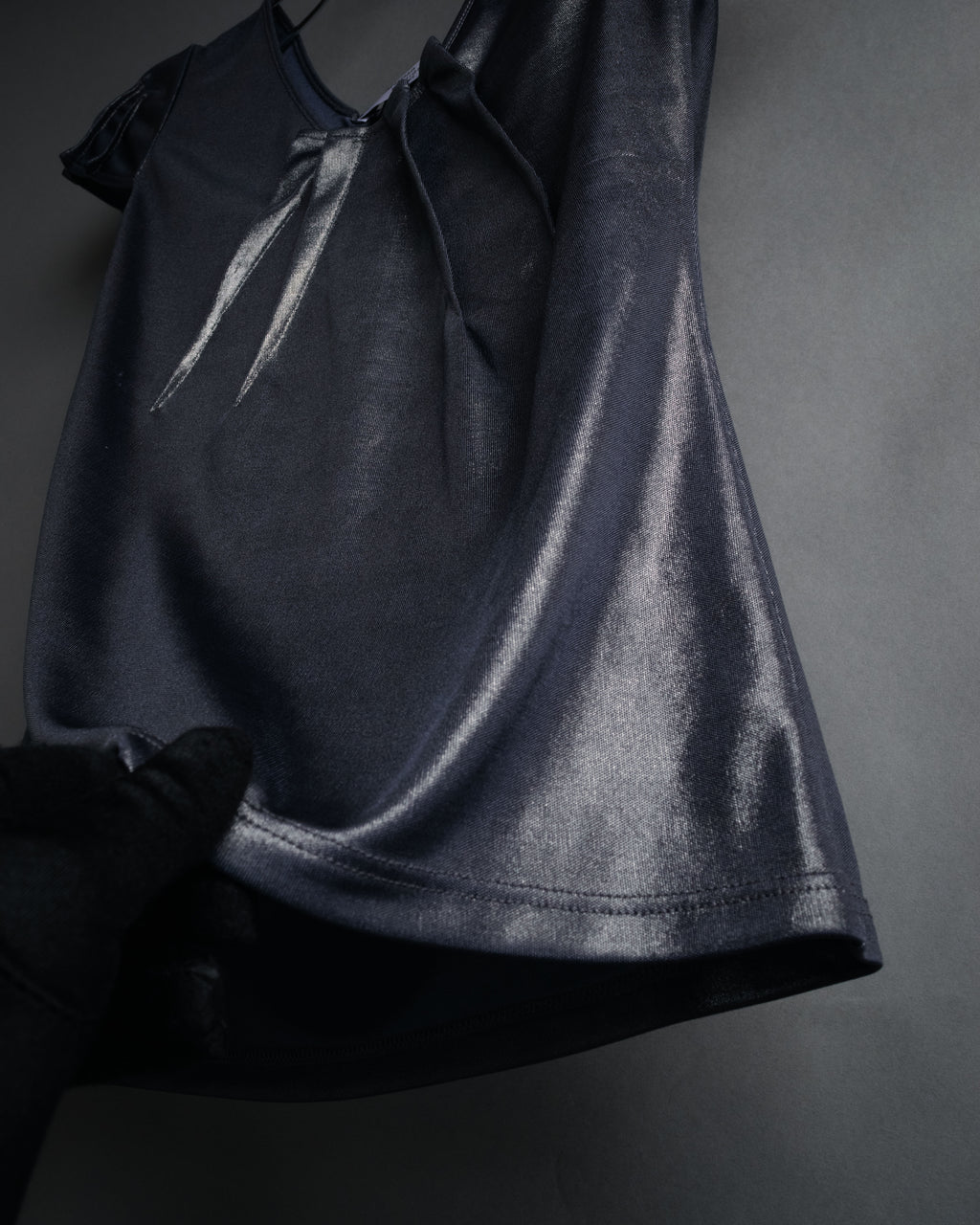 “Christian Dior” 2000’s Metallic draped cap sleeve top