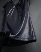 “Christian Dior” 2000’s Metallic draped cap sleeve top