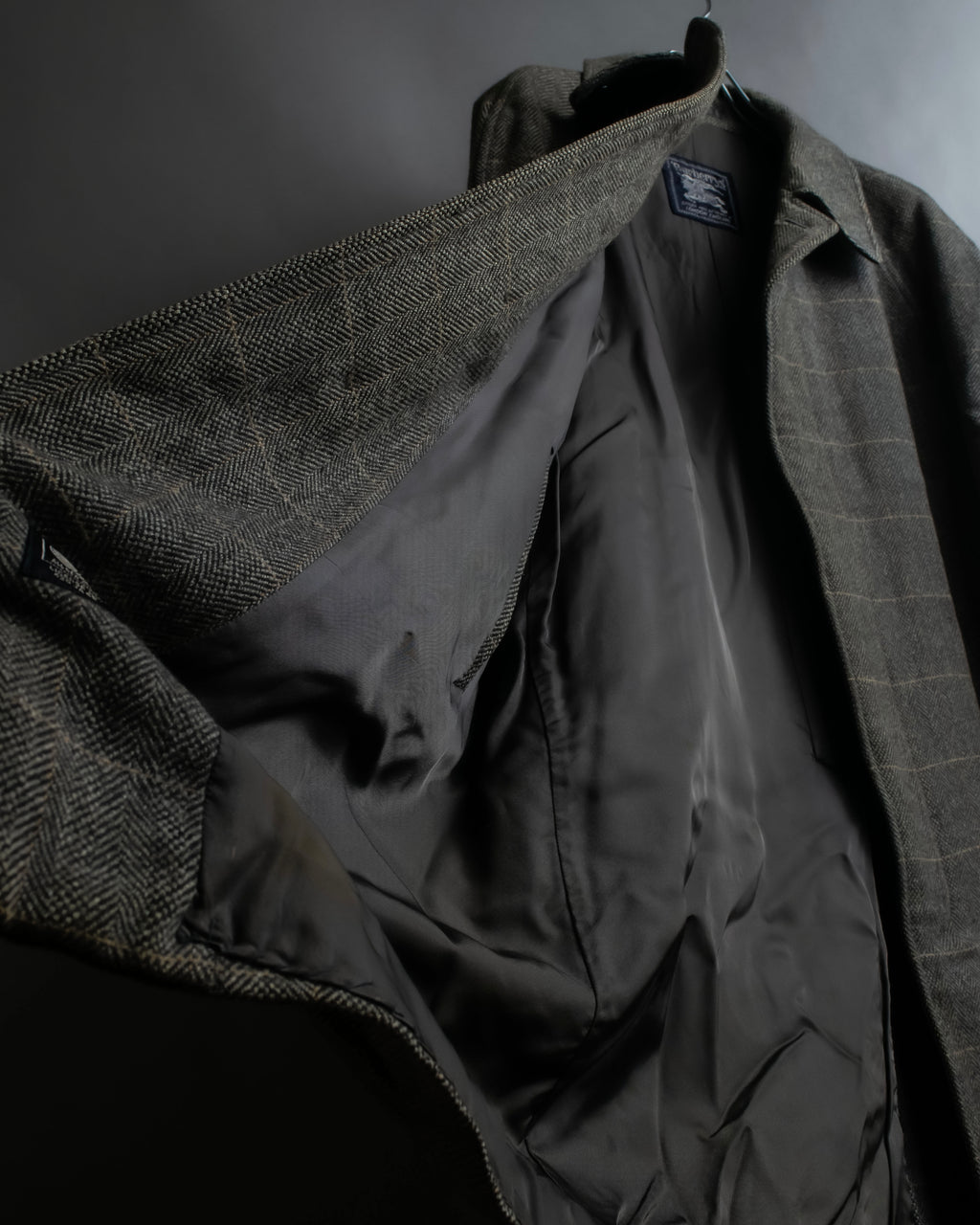 "BURBERRYS" Fine check pattern herringbone coat