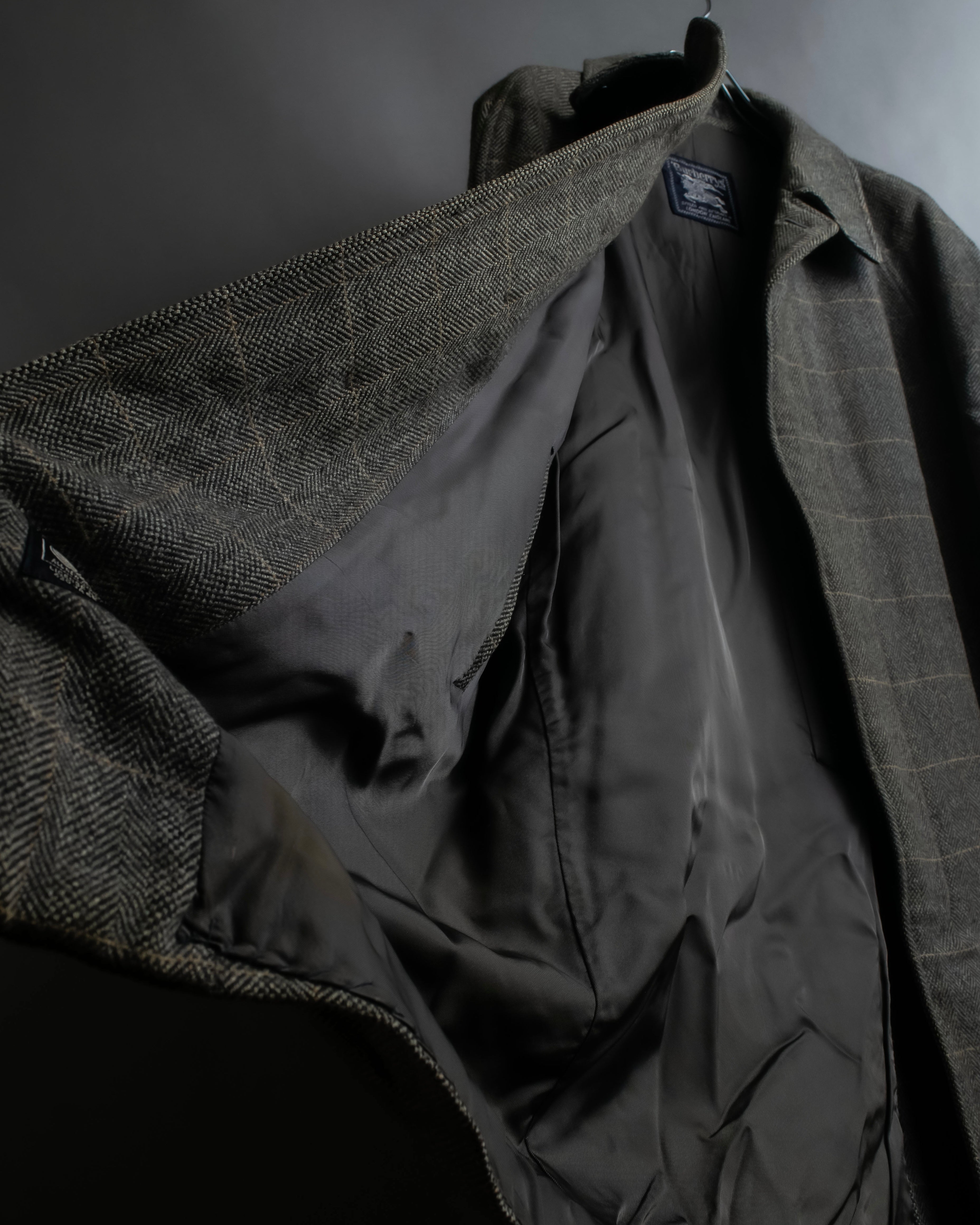 "BURBERRYS" Fine check pattern herringbone coat