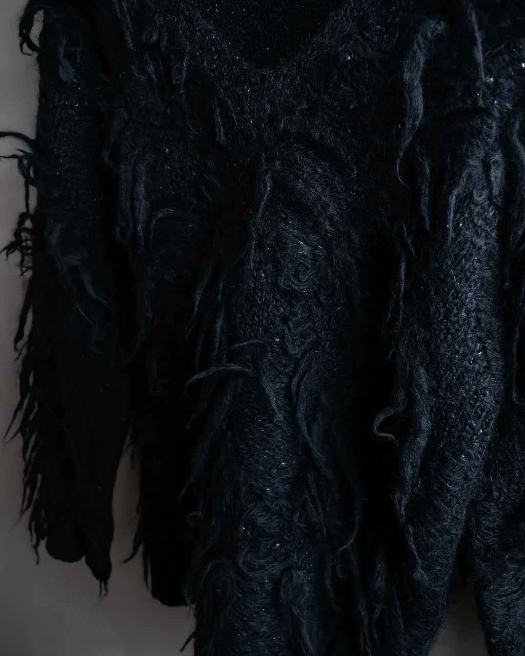 "JUNYA WATANABE COMME des GARCONS" Fringe design brushed V-neck knit pullover