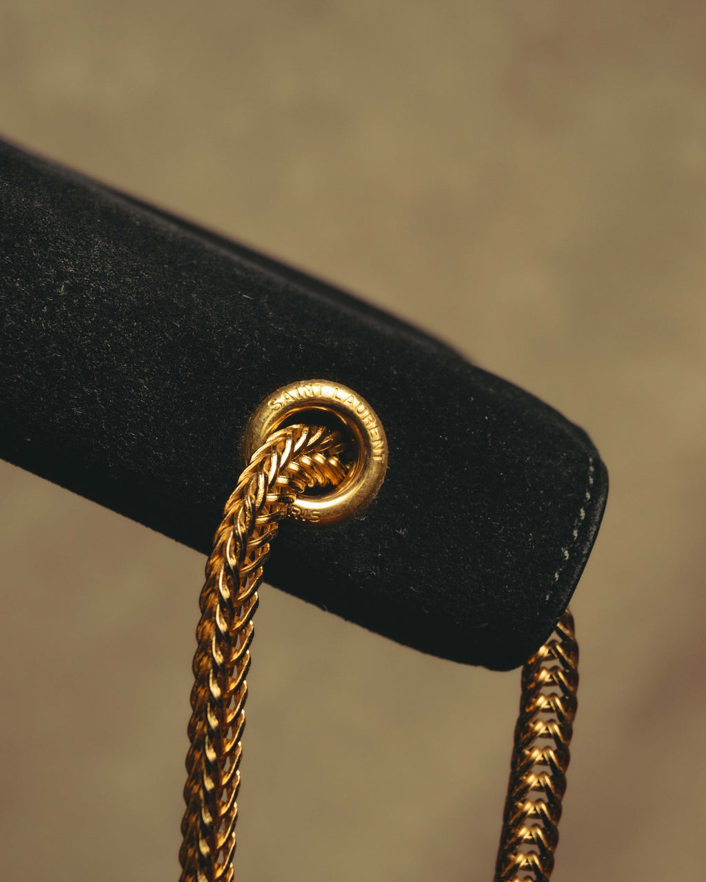 -SPECIAL- "Saint Laurent" 2013-2017 Betty suede and leather geometric flap chain shoulder bag
