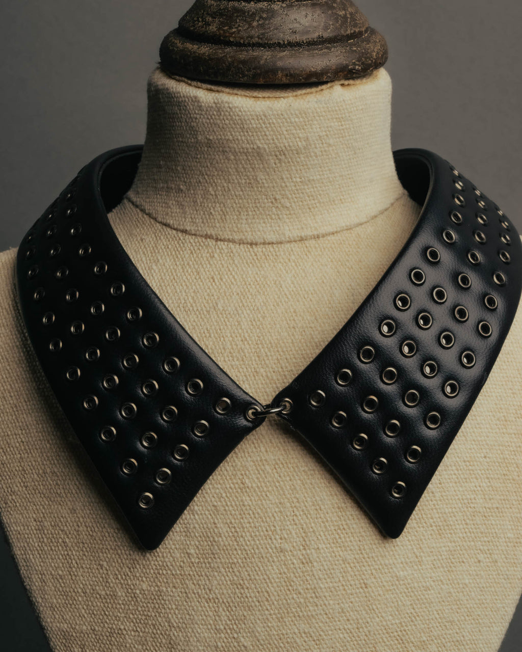 –SPECIAL– "Christian Dior" Late 2000s-2020s Eyelet leather choker necklace