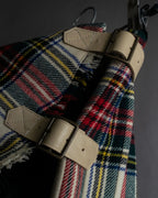 "PINK HOUSE" Tartan check pleated wrap skirt