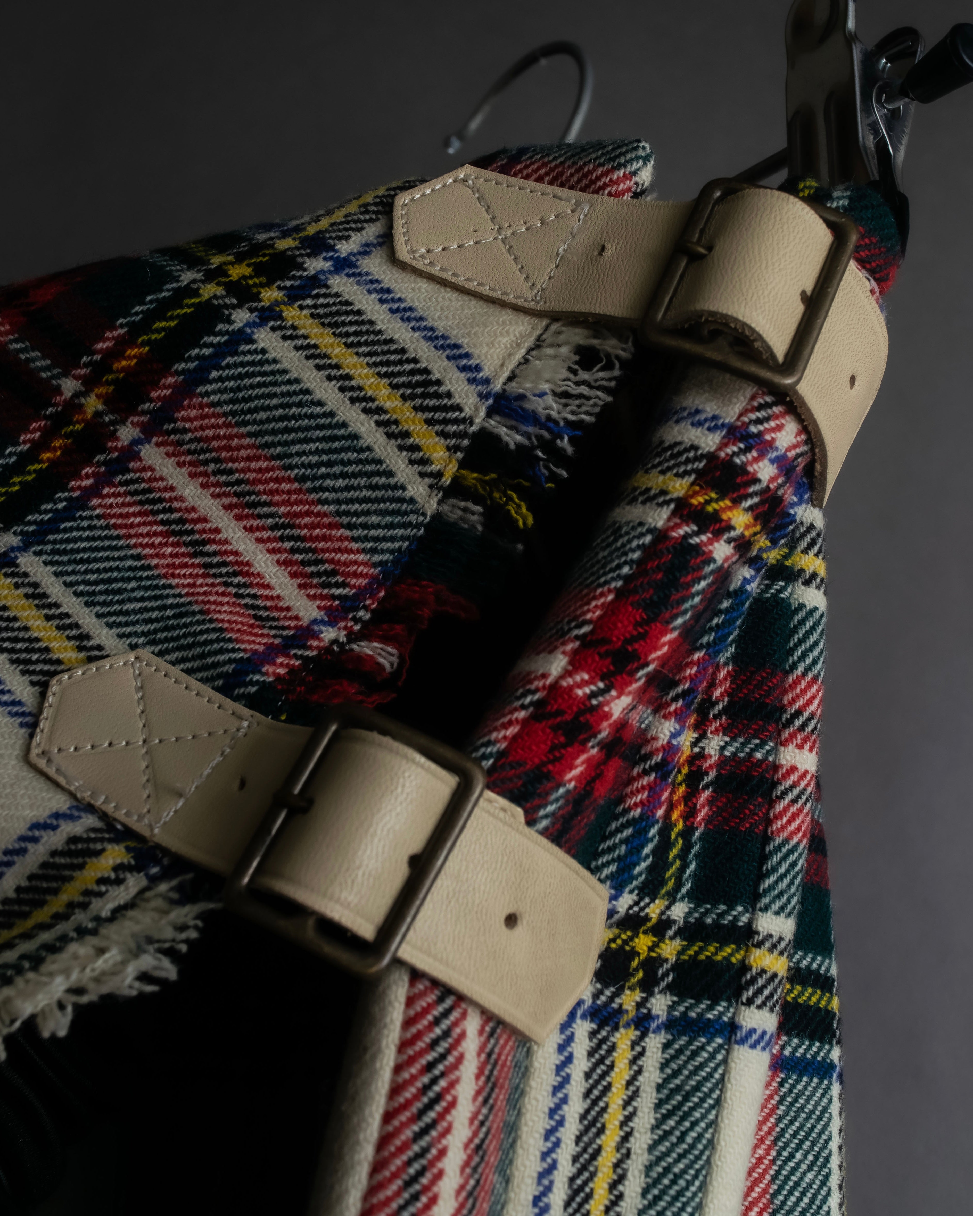 "PINK HOUSE" Tartan check pleated wrap skirt